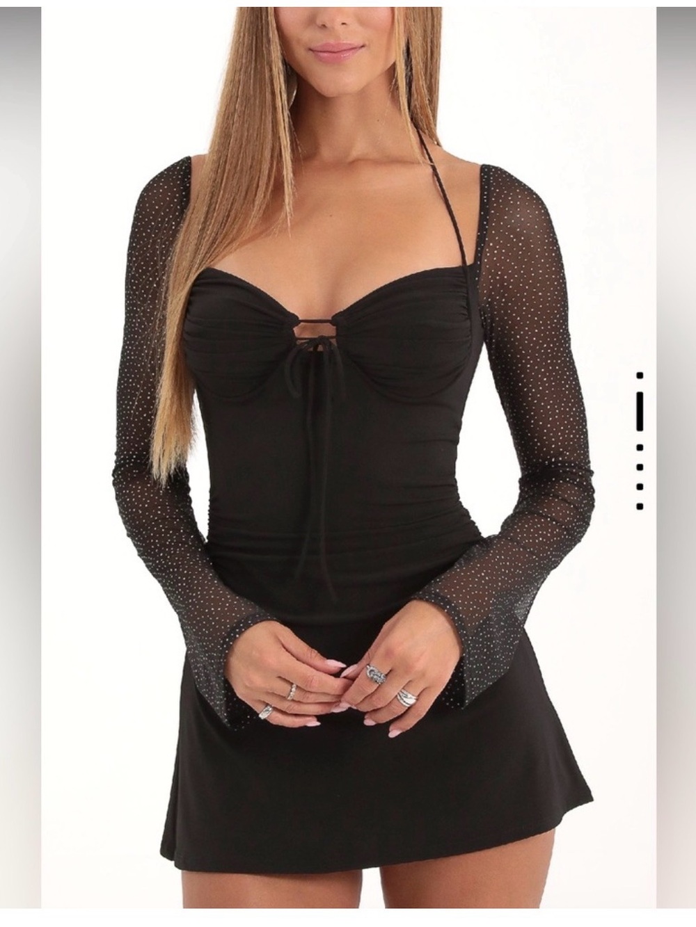 Lucy in the Sky Black Mini Dress with Sheer Detail